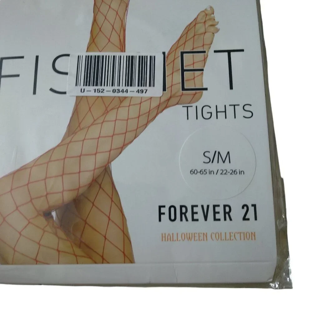 Forever 21 Halloween Collection Women's S/M Orange Fishnet Tights New In Package